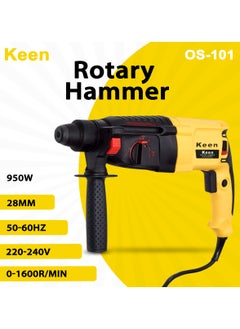 Buy Hammer Drill with 9 pcs accessories for Wall , Steel, Aluminium works, 950W 220-240V 50-60Hz 1600rpm 28 mm - OS-101 in Saudi Arabia