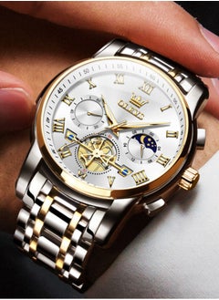 اشتري OLEVS Mens Watches Chronograph Business Dress Quartz Stainless Steel Waterproof Luminous Date Wrist Watch في السعودية