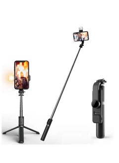 Buy Selfie Stick Tripod, 41 Inch Extendable Portable Selfie Stick with Fill Light Bluetooth Wireless Remote and Tripod Stand for iOS and Android in UAE