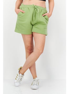 اشتري Women Drawstring Plain Basic Shorts, Sage Green في الامارات