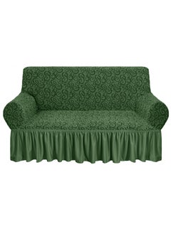 اشتري Jacquard Fabric Stretchable 2-Seater Sofa Cover Olive Green في الامارات