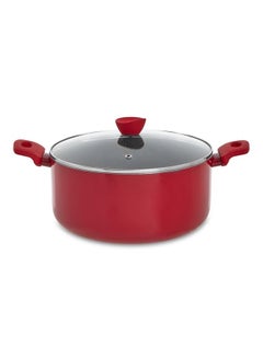 اشتري Yna Non-Stick Casserole With Lid, Red & Black - 32 Cm في الامارات