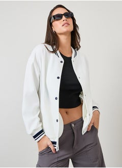 اشتري Solid Regular Fit Varsity Bomber Jacket في السعودية