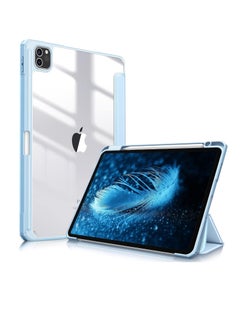 Buy Case for iPad Pro 11 Inch 2022/2021 / 2020/2018 (4th/3rd/2nd/1st Generation) - [Pen Storage] Transparent Clear Shockproof Case, Sky Blue in Egypt