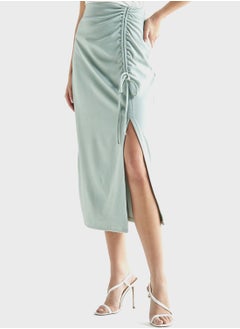 Buy Tie Detail Side Slit Skirt in UAE