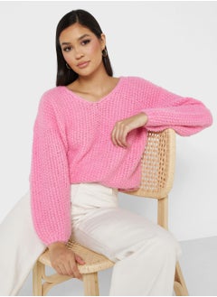 Buy V-Neck Knitted Sweater in Saudi Arabia