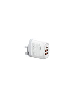Buy A3511Q High Quality EU Plug Travel Charger Dual USB Port & 1 Type-C Port 65W With Type-C To Type-C Cable - White in Egypt