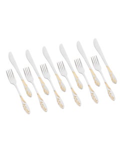 اشتري 12-Piece Stainless Steel Cutlery set Silver With Gold في السعودية