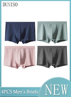اشتري 4 Pack Men's Briefs Set Men's Cotton Boxers Short Briefs Underwear Breathable and Soft Underpants with High Elastic Waistband في السعودية