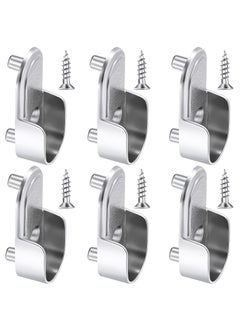 اشتري SYOSI 6 Pcs Oval Wardrobe Hanging Rails Fittings, Wardrobe Pole Fittings, Wardrobe Rod Bracket Bracket for Wardrobe Shower Curtain Closet Curtain Wardrobe Closet, Polished Chrome Finish في السعودية