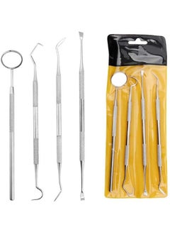 اشتري 4 in 1 Professional Stainless Steel Teeth Cleaning Kit Dental Tool for Checking في الامارات