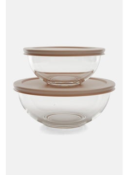 Buy 2 Packs Glass Bowl With Lids, Transparent in UAE