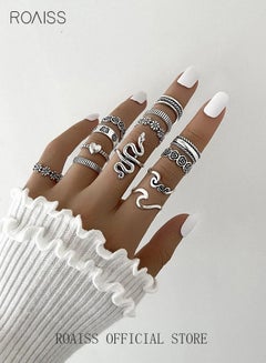 Buy 13 Pcs Vintage Rings Set Snake Shape Heart Flowers Finger Joint Knuckle Jewellery for Women Girls Silver in UAE