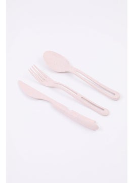 اشتري 3 Piece Set Organic Cutlery, Beige في الامارات