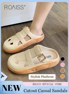 Buy Women's Closed Toe Half Slippers Summer Slip-On Lazy Half Slide Sandals Soft and Comfortable Hollow Out Thick Sole Casual Shoes for Women Freeing up your feet in Saudi Arabia