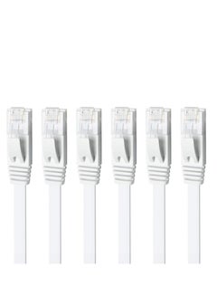 Buy CAT 6 Ethernet Cable, 6 Pack 3ft High Speed Solid Flat CAT6 Gigabit Internet Network LAN Patch Cords, Bare Copper Snagless RJ45 Connector for Modem, Router, Computer in Saudi Arabia