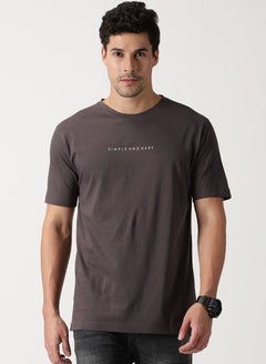 اشتري Simple and Rare Slogan Cotton T-Shirt (Dark Grey) في الامارات