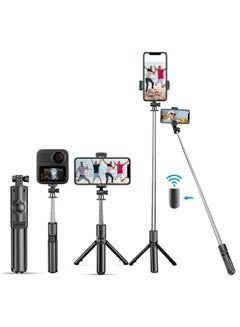اشتري Extendable Selfie Stick, Bluetooth Selfie Stick with Tripod Stand and Detachable Wireless Bluetooth Remote, Ultra Compact Selfie Stick for Mobile and All Smart Phones Black في الامارات