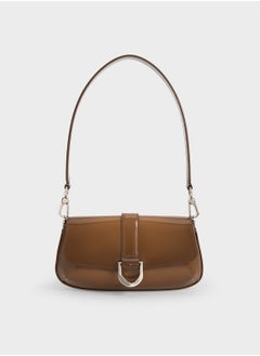 اشتري CHARLES & KEITH Crossbody Bag Gabine Leather Elongated Shoulder Bag - Brown في الامارات