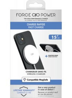 Buy Force Power 15W MagSafe Compatible Wireless Charger Stand function Lifetime Warranty White in UAE