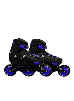 اشتري Inline Adjustable Skates Large 39 EUR (UK 5.5) - 43 EUR (UK 9) for 12 Years and Above | Aluminium Chassis and 100 mm  Three Wheels | Skating Shoes في الامارات