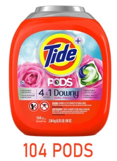 Buy 104-Piece 4-in-1 Automatic Laundry Detergent Sensitive Pods With Downy April Fresh Softener 2.84 kg in UAE