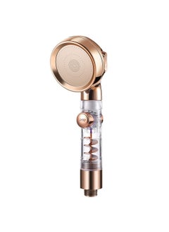 اشتري Turbocharged Shower Head 3 Mode High Pressure Adjustable Filtering Rainfall Shower Gold في السعودية