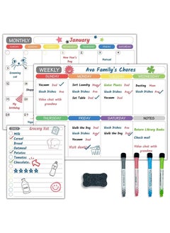 اشتري لوحة مسح مغناطيسية جافة للجدول اليومي الأسبوعي الشهري ، سبورة بيضاء للثلاجة العائلية مع علامات وممحاة ، 42 × 29.7 سم في السعودية