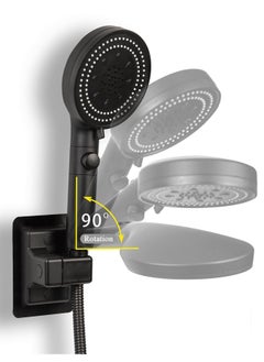 Buy High Pressure Handheld Shower 5-Settings、Leakproof Extra Long 45 Inch Stainless Steel Hose、Adhesive Shower Head Holder（Height/Angle Adjustable）、Matte black(Classic)、ON/OFF Pause Switch in Saudi Arabia