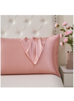 اشتري Satin Pillowcases 2-Pcs Soft And Silky Pillow Cover For Hair And Skin Care With Envelope Closure (Without Pillow Insert),Rose Gold في السعودية