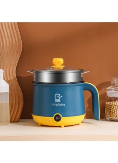 اشتري 110V US Standard Spot Cross-border Electric Cooking Pot Mini Electric Cooker Electric Hot Pot Multi-function Non-stick Pan Noodle Pot Steamer 220V blue single-layer stainless steel liner steamer (available in China) في الامارات