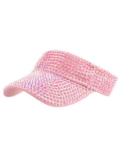 Buy Bling Rhinestone Plain Hat Sport Sun Visor Hat for Women Men Outdoor Adjustable Summer UV Protection Beach Sport Cap Cycling Running Hatset Accessory Pink in Saudi Arabia