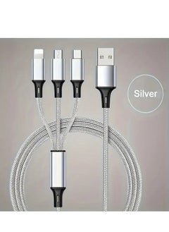 Buy 3-in-1 Multifunctional Charging Cable (1.2M) – Nylon Braided USB to Type-C/Micro-USB/Lightning – Quick Charge Adapter for Smartphones and Tablets – [Matte Round Cord] [5-10W Power] [Voltage ≤36V] in UAE