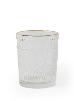 Buy Gold Rimmed Sunflower Ribbed Glass 260ml in UAE