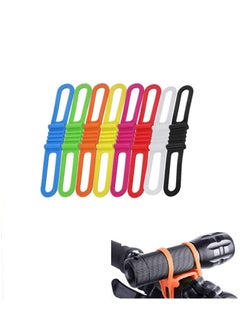 اشتري 8 PCS Bike Silicone Band, Tie Ribbon Mount Holder Multicolor Cycling Flashlight Holder for Flashlights Cell Phones Speaker Lights Holder Bicycle Handlebar (14 * 2.2 * 1cm) في الامارات