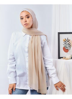 اشتري Plain Wide Crinckled Chiffon Ecru Beige For Women في مصر