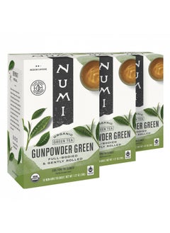 Buy Numi Organic Tea Gunpowder Green, 18 Tea Bags (Pack of 3), Full-Bodied Gently Rolled Chinese Green Tea (Packaging May Vary) in UAE