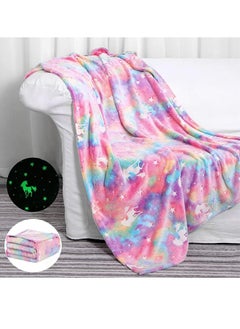 اشتري Glow in The Dark Blanket Unicorns Gifts for Girls,Unicorn Party Blankets,Luminous Girls Toys,Soft Kids Blankets for 1-10 Year Old في الامارات