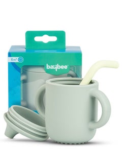 Buy BAYBEE Baby BPA-Free Silicone Sipper Cup Drinking Training Anti Spill Sippy Cup with Silicone Straw & Lid for BabyToddler Spill Proof  Non-Slip Twin Handles Spout Cup for Infants Kids 6+ Months Green in UAE