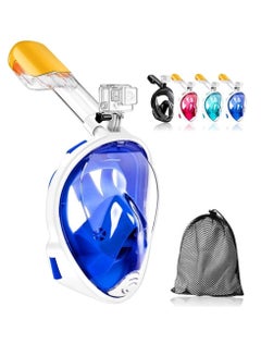 Buy SportQ 180 Degree Full Face Snorkeling Mask with Detachable Camera Holder, Anti-fouling, Adjustable Head Straps, Professional Snorkeling Set for Adults and Youth blueS/M in Egypt