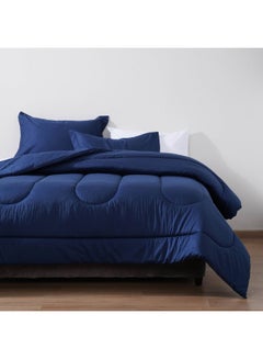 Buy 3 Piece Riva Satin  Comforter Set 230X260Cm - Navy in UAE