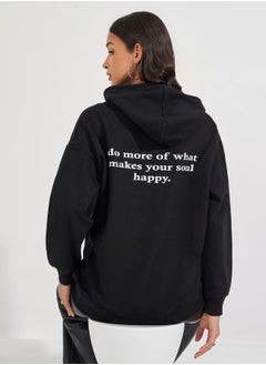 Buy Oversized Fit Longline Slogan Hoodie in Saudi Arabia