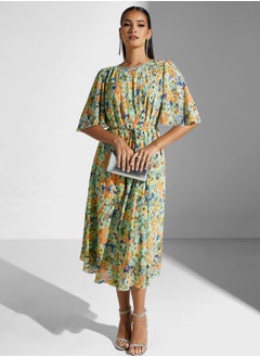 اشتري Printed Tie Detailed  Dress في الامارات