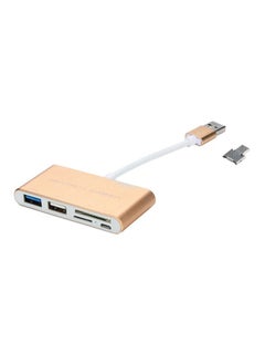 Buy Multi Function USB Hub Gold/White in Saudi Arabia