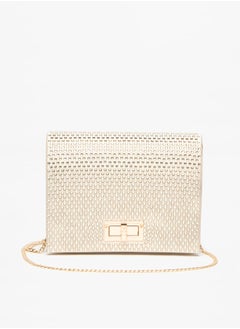 Buy Embellished Clutch with Twist Clasp and Chain Strap in UAE