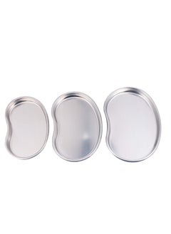 اشتري 3Pcs Kidney Tray Stainless Steel Emesis Basin Kidney Shaped Metal Kidney Dish Tattoo Flat Tray Plate for Soiled Dressing Waste في الامارات