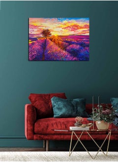 Buy Framed Canvas Wall Art Stretched Over Wooden Frame, Greenery and Sky Landscape Orientation Oil Painting, For Home, Living Room, Office Decor in Saudi Arabia