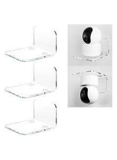 اشتري Acrylic Floating Wall Shelves Set of 3 for Security Cameras Baby Monitors Speakers Universal Small Wall Shelf with Cable Clips 10 Piece Strong Tapes في الامارات