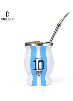 Buy Yerba Mate Cup with Straw and Cleaning Brush, Argentina Mate Gourd Captain Number 10 in UAE