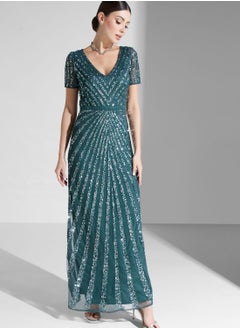 Buy Embellished V-Neck Dress in Saudi Arabia